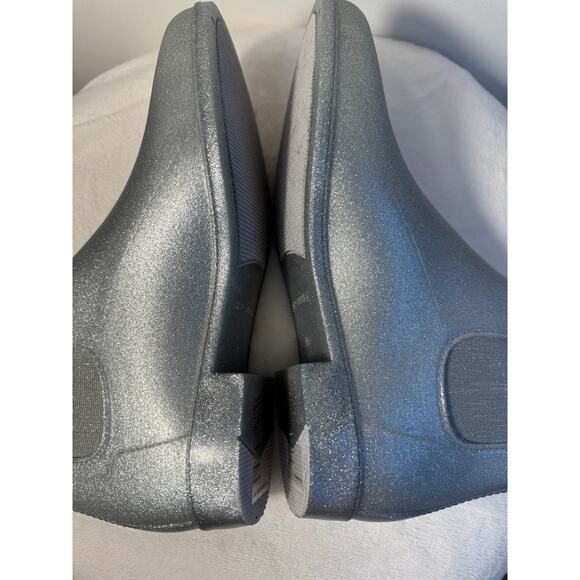 J Crew Mercantile Silver Gray Sparkle Rainboot Rubber Ankle Boot Wellie 10 NEW - Picture 8 of 9